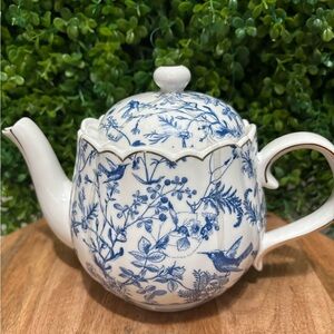 Grace Teaware NWT fine porcelain Blue and White Floral Teapot